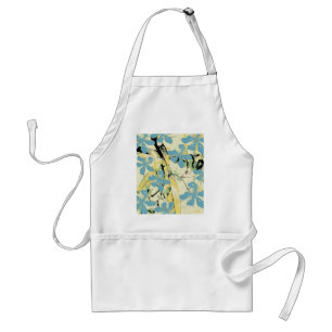 Delantal flor retro azul y amarillo