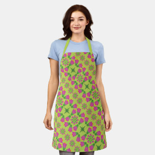 Delantal Flor retro bell Mandalas verde mediano Apron