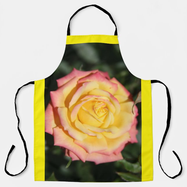 Delantal Flor rosa rosa rosa y amarillo brillante (Anverso)