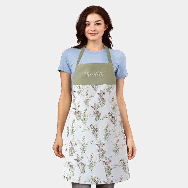 Delantal Flor Script Personalizado Flor Silvestre (Gastado)