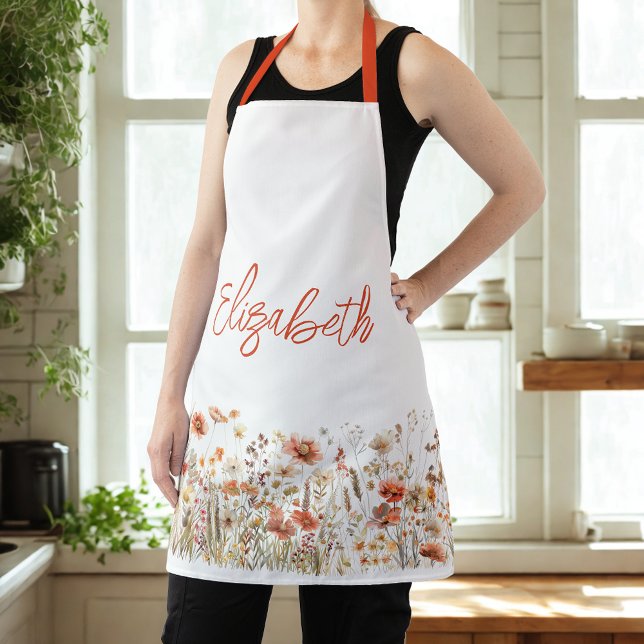 Delantal Flor silvestre acuarela naranja (Subido por el creador)