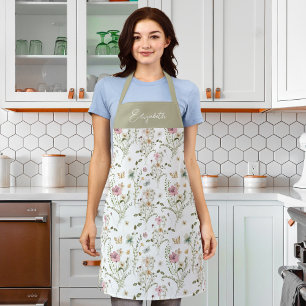 Delantal Flor silvestre floral personalizada Monograma Apro