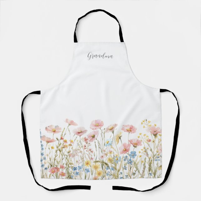 Delantal Flor Silvestre Rosa Personalizada  (Anverso)