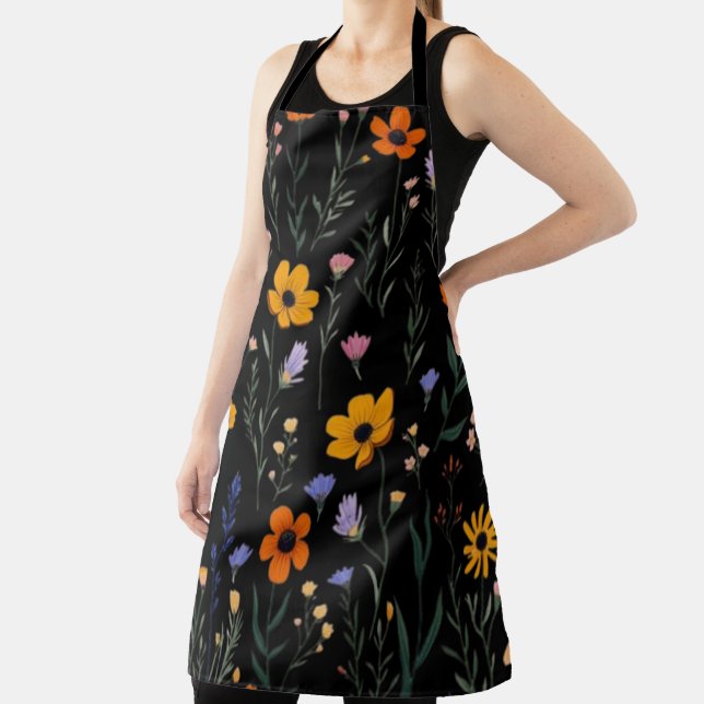 Delantal Flor silvestre Whimsy - Modelo de pradera suave (in situ)