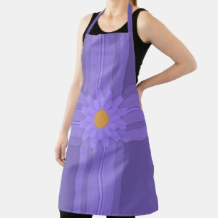Delantal Flor simple morada en cruz moderna