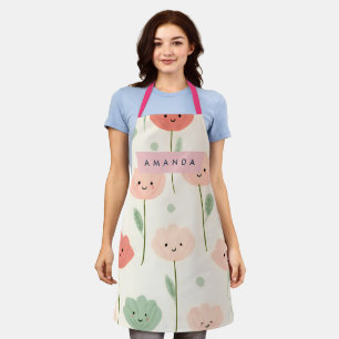 Delantal Flor sonriente personalizada Cute Kawaii Pastel