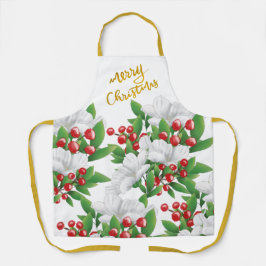 Delantal Flor verde rojo blanco | Navidad de oro