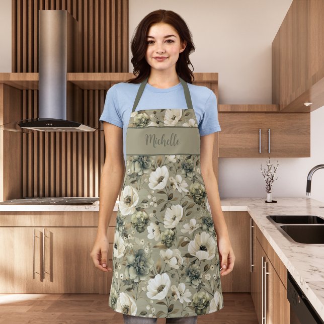 Delantal Flor Verde Sabrosa Y Crema (Subido por el creador)