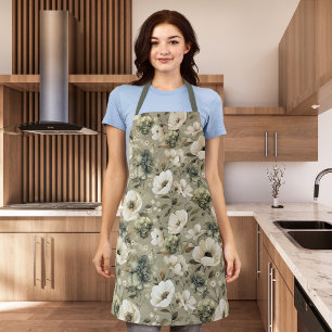 Delantal Flor Verde Sabrosa Y Crema