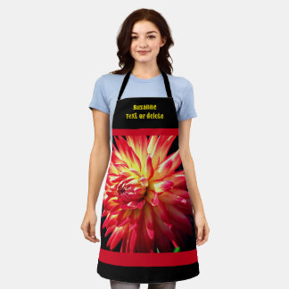 Delantal Flor vibrante roja de Dahlia personalizada