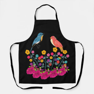 Delantal Flor y pájaros coloridos hermosos