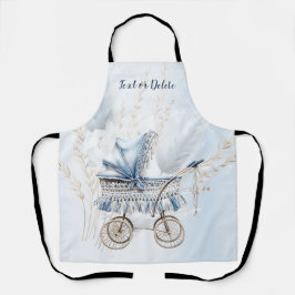 Delantal Flora azul de estropajo de bebé clásico de color d