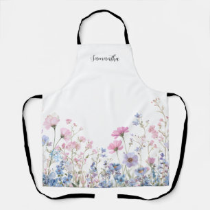 Delantal Flora de flores silvestres rosadas personalizadas