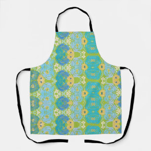 Delantal Floral Acuarela Azul y Amarillo
