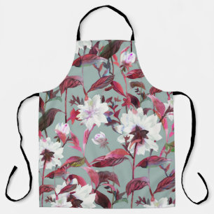 Delantal Floral acuarela: floros dibujados a mano.