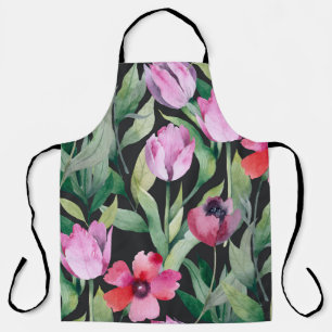 Delantal Floral acuarela, hermoso patrón sin fisuras.