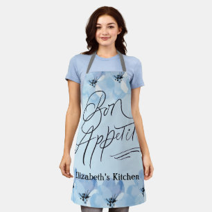 Delantal Floral azul Apetito Bon personalizada