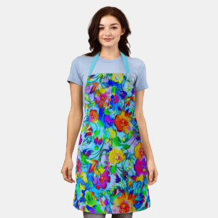 Delantal Floral azul brillante