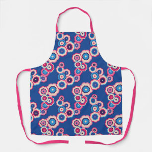 Delantal Floral azul retro