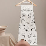 Delantal floral blanca moderna y minimalista<br><div class="desc">¿Le encantan las líneas limpias y el diseño contemporáneo? Dale un delantal personalizado para que coincida con su hermosa cocina con este Apron Floral Blanco y Negro. Con flores de arte en línea ilustradas en personalizado para un aspecto elegante y optimista, esta delantal combina perfectamente con un estilo de letra...</div>