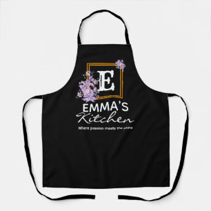 Delantal floral boho - Nombre personalizado Chef p