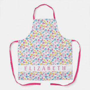 Delantal Floral brillante de Ditsy sobre el Apron blanco