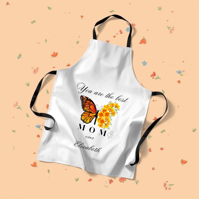 Delantal Floral Butterfly Mother's Day Personalized Apron (Subido por el creador)