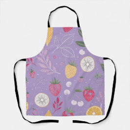 Delantal floral cítrico de fresa púrpura