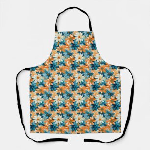 Delantal Floral colorida con flujo azul, Naranja y amarillo