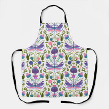 Delantal floral con libélula y cardo escocés