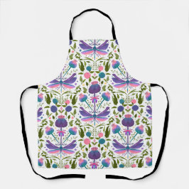 Delantal floral con libélula y cardo escocés
