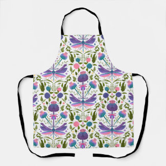 Delantal floral con libélula y cardo escocés