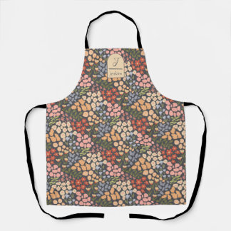 Delantal floral con nombre e inicial personalizado