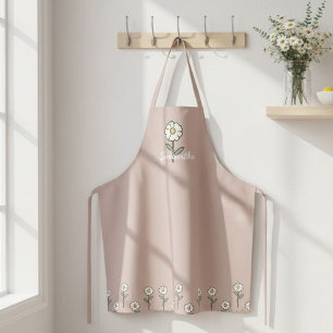 Delantal Floral Daisy Apron - Solid Color Botanical Kitchen