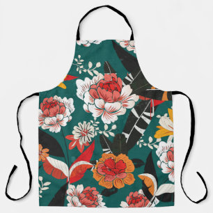Delantal Floral de color blanco naranja: ilustracion inoxid