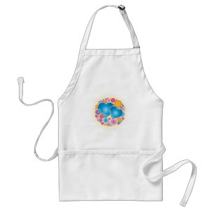 Delantal Floral de corazón azul