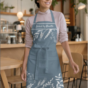 Delantal Floral de flor en azul en el Apron personalizado