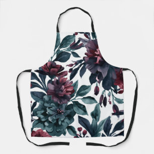 Delantal Floral de flores botánicas en acuarela temperament