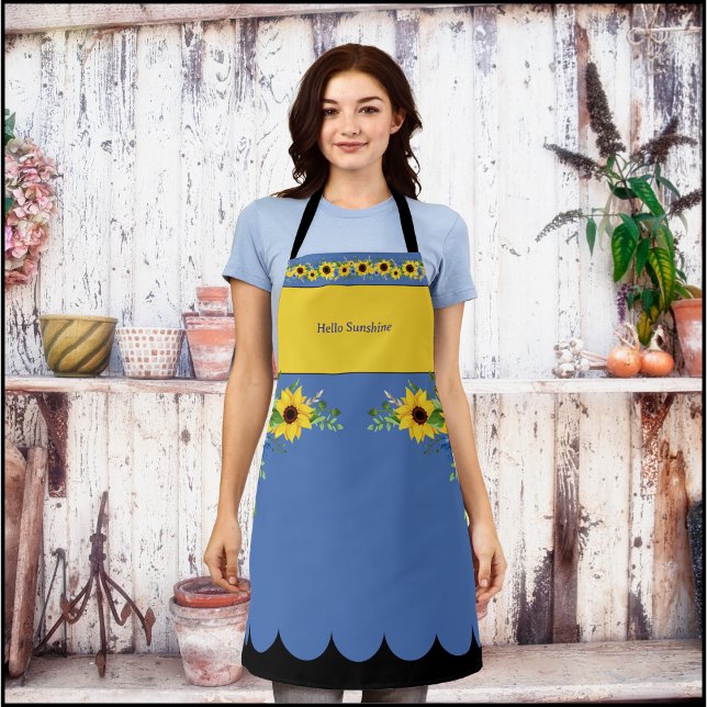 Delantal Floral de Girasol Hola Sol (Hello Sunshine Sunflower Floral Apron)
