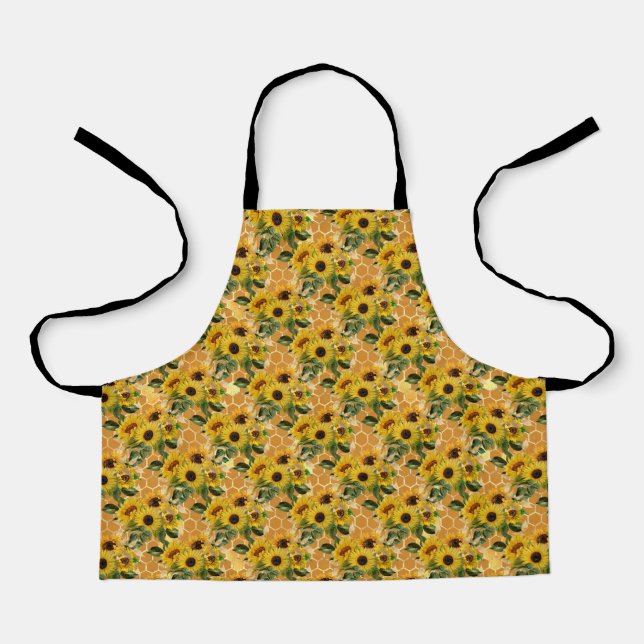 Delantal floral de girasol panal ámbar (Anverso)