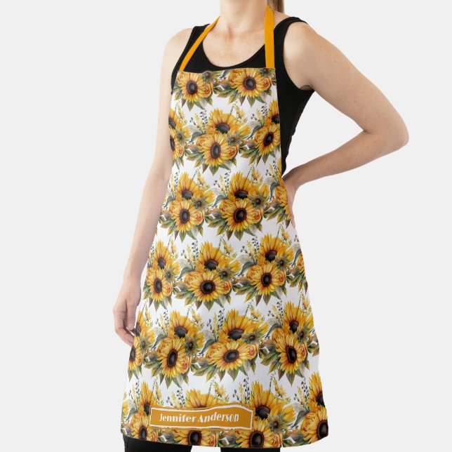 Delantal Floral de girasoles de tamaño grande (in situ)