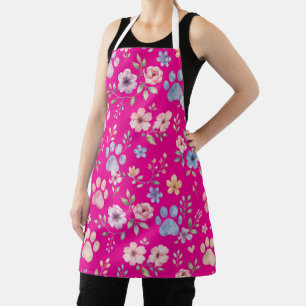 Delantal Floral de Huella de Pata en Acuarela – Re