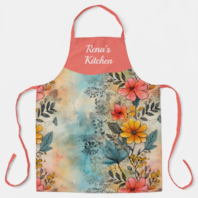 Delantal Floral de jardín personalizada en todo el mundo (Anverso)