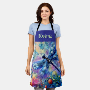 Delantal Floral de libélula abstracta caprichosa personaliz
