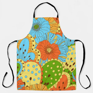 Delantal Floral de mano dibujada: colorida sin costura