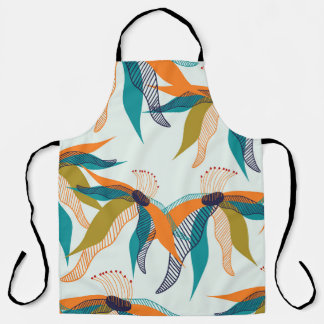 Delantal Floral de moda: Escandinavo de mano dibujado.