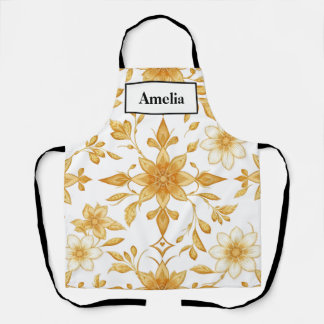 Delantal floral de oro Art Deco de lujo