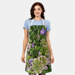 Delantal floral de prado de flores silvestres púrp