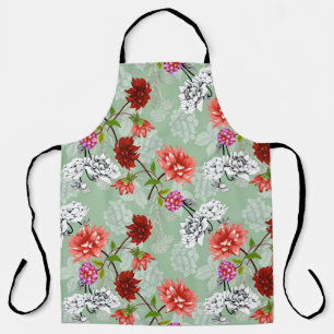 Delantal Floral de primavera verde: mano dibujada
