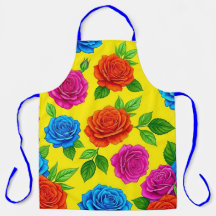 Delantal floral de rosa amarilla brillante